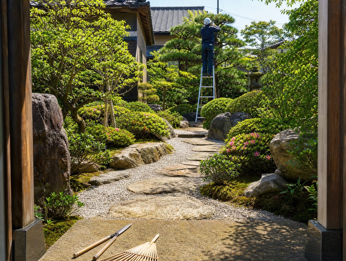 植栽と剪定を行っている住宅の庭